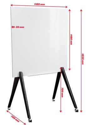 Tableau blanc sur roulettes Rami | Magnétique | HxL 1835 x 1485 mm | Noir | Novigami